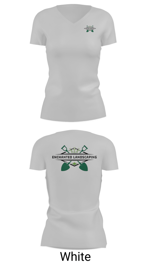 Womens Short Sleeve Vneck Shirt, Enchanted Landscaping, , Teamtime, Team time, sublimation, custom sports apparel, team uniforms, spirit wear, spiritwear, sports uniforms, custom shirts, team store, custom team store, fundraiser sports, apparel fundraiser