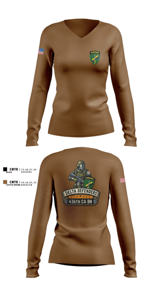 Womens Long Sleeve Vneck Shirt, D Co 436th CA BN, , Teamtime, Team time, sublimation, custom sports apparel, team uniforms, spirit wear, spiritwear, sports uniforms, custom shirts, team store, custom team store, fundraiser sports, apparel fundraiser