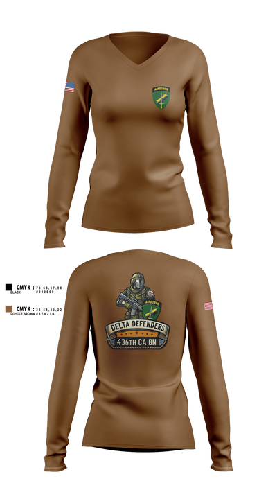 D Co 436th CA BN 62553628 Women's Long Sleeve V-neck Shirt - 1