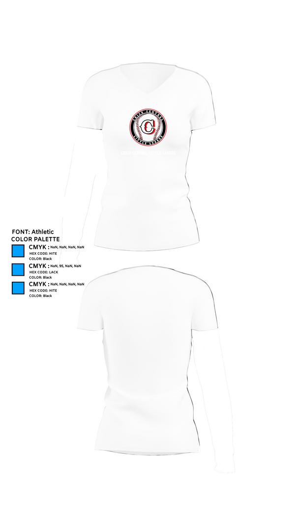 Womens Short Sleeve Vneck Shirt, Chico Central Little League, Spirit Store, Teamtime, Team time, sublimation, custom sports apparel, team uniforms, spirit wear, spiritwear, sports uniforms, custom shirts, team store, custom team store, fundraiser sports, apparel fundraiser