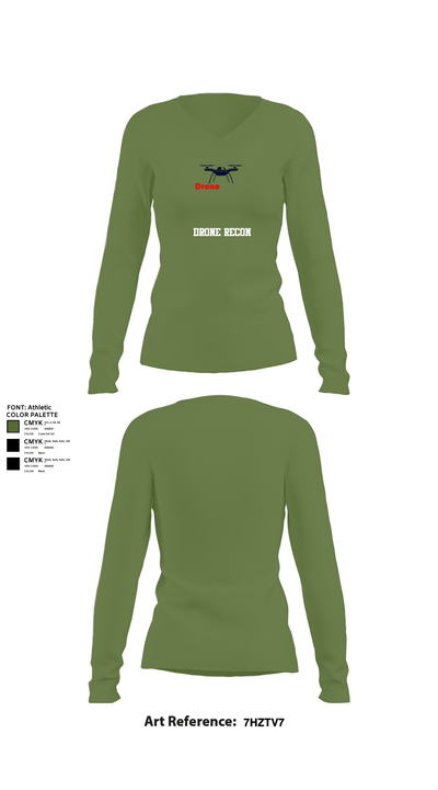 DRONE RECON 39947592 Women's Long Sleeve V-neck Shirt - 19