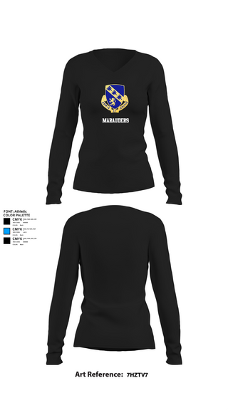 Womens Long Sleeve Vneck Shirt, Marauders, Army, Teamtime, Team time, sublimation, custom sports apparel, team uniforms, spirit wear, spiritwear, sports uniforms, custom shirts, team store, custom team store, fundraiser sports, apparel fundraiser