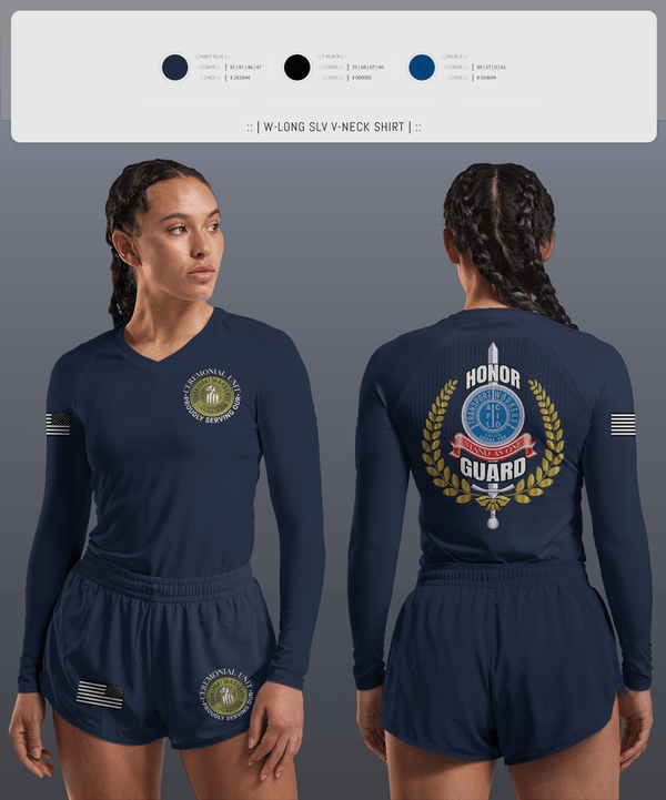 Womens Long Sleeve Vneck Shirt, Twu Local 100 Ceremonial Unit & Honor Guard, , Teamtime, Team time, sublimation, custom sports apparel, team uniforms, spirit wear, spiritwear, sports uniforms, custom shirts, team store, custom team store, fundraiser sports, apparel fundraiser