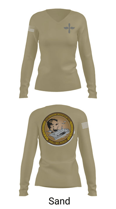 CVN 72 Abraham Lincoln 88368148 Women's Long Sleeve V-neck Shirt - 92