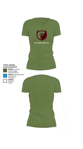 Womens Short Sleeve Vneck Shirt, Willow Springs Bears Softball, Softball, Teamtime, Team time, sublimation, custom sports apparel, team uniforms, spirit wear, spiritwear, sports uniforms, custom shirts, team store, custom team store, fundraiser sports, apparel fundraiser
