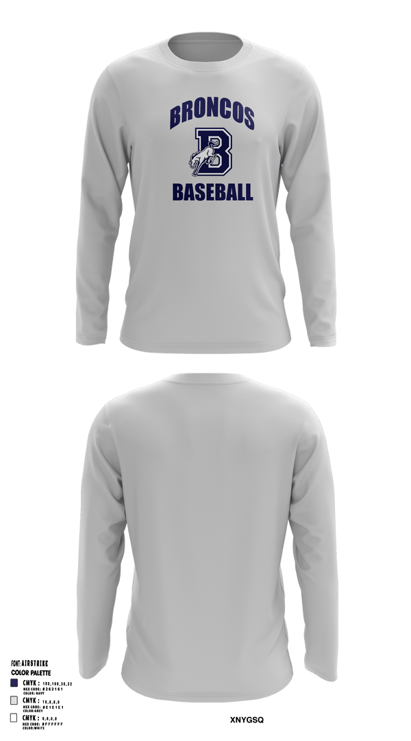 Long Sleeve Performance Shirt, Burrillville High School Broncos Baseball, Baseball, Teamtime, Team time, sublimation, custom sports apparel, team uniforms, spirit wear, spiritwear, sports uniforms, custom shirts, team store, custom team store, fundraiser sports, apparel fundraiser