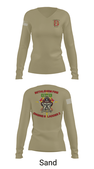 Womens Long Sleeve Vneck Shirt, Bethlehem Fire Department E6/L2, , Teamtime, Team time, sublimation, custom sports apparel, team uniforms, spirit wear, spiritwear, sports uniforms, custom shirts, team store, custom team store, fundraiser sports, apparel fundraiser
