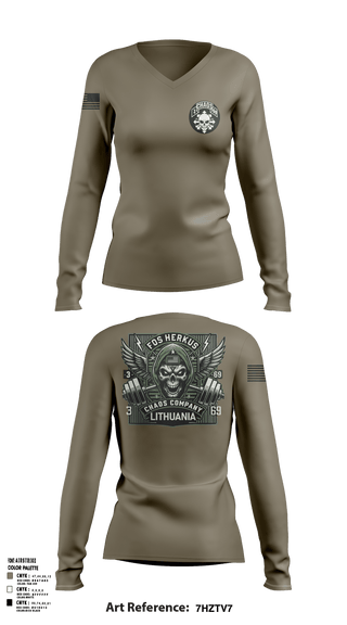 Womens Long Sleeve Vneck Shirt, Cco/3-69/1ABCT/3ID, Army, Teamtime, Team time, sublimation, custom sports apparel, team uniforms, spirit wear, spiritwear, sports uniforms, custom shirts, team store, custom team store, fundraiser sports, apparel fundraiser