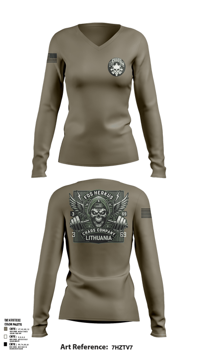 Cco/3-69/1ABCT/3ID 13520586 Women's Long Sleeve V-neck Shirt - 2
