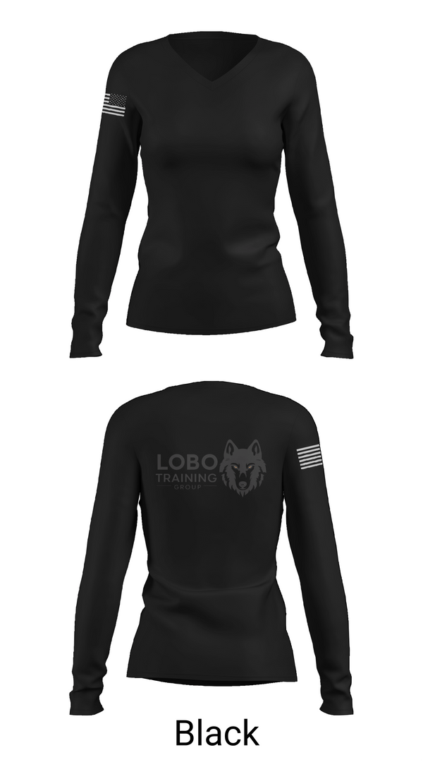 Womens Long Sleeve Vneck Shirt, Lobo Training Group, , Teamtime, Team time, sublimation, custom sports apparel, team uniforms, spirit wear, spiritwear, sports uniforms, custom shirts, team store, custom team store, fundraiser sports, apparel fundraiser