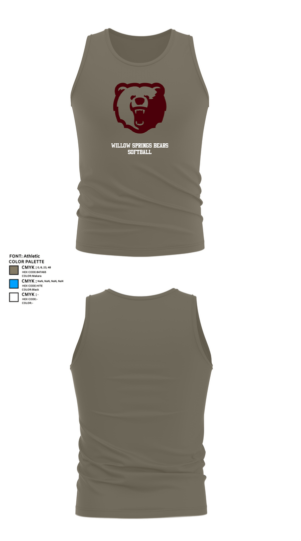 Tank Top, Willow Springs Bears Softball, Softball, Teamtime, Team time, sublimation, custom sports apparel, team uniforms, spirit wear, spiritwear, sports uniforms, custom shirts, team store, custom team store, fundraiser sports, apparel fundraiser