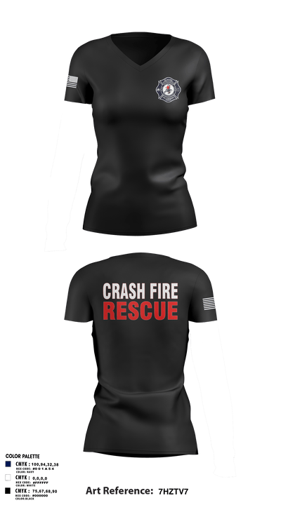 ISA Air base Fire Dept. 19172110 Women's Short Sleeve V-neck Shirt - 62