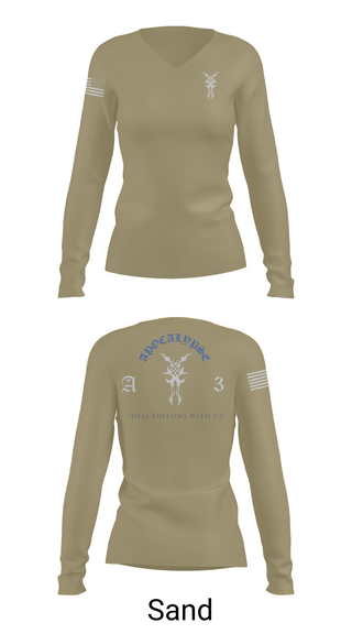 Womens Long Sleeve Vneck Shirt, Apocalypse Platoon, , Teamtime, Team time, sublimation, custom sports apparel, team uniforms, spirit wear, spiritwear, sports uniforms, custom shirts, team store, custom team store, fundraiser sports, apparel fundraiser