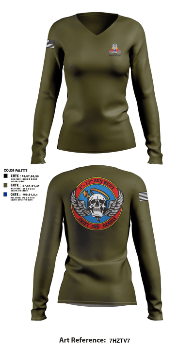A Co, 2-13th Aviation Regiment 86069312 Women's Long Sleeve V-neck Shirt - 14