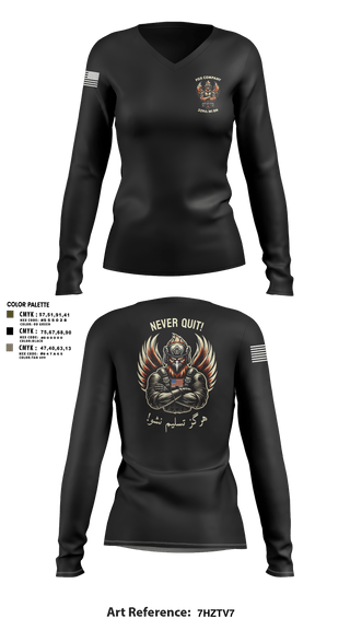 Womens Long Sleeve Vneck Shirt, F CO, 229th MI BN, , Teamtime, Team time, sublimation, custom sports apparel, team uniforms, spirit wear, spiritwear, sports uniforms, custom shirts, team store, custom team store, fundraiser sports, apparel fundraiser