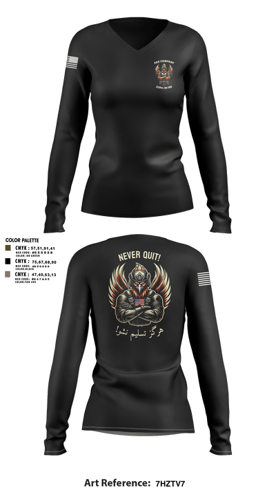 F CO, 229th MI BN Women's Long Sleeve V-neck Shirt - 3