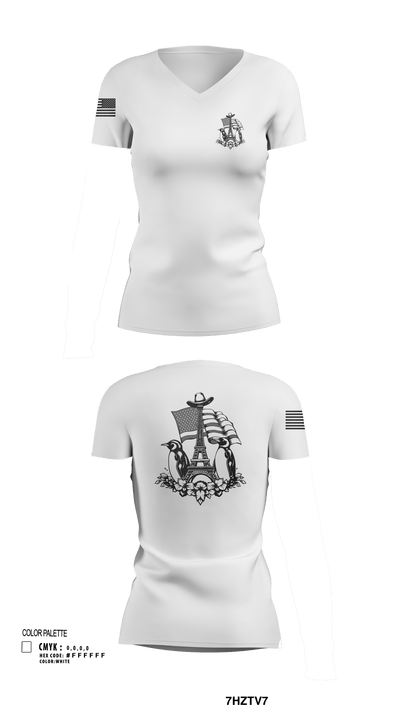 Paris Army Recruiting Station 19666894 Women's Short Sleeve V-neck Shirt - 102 (1)