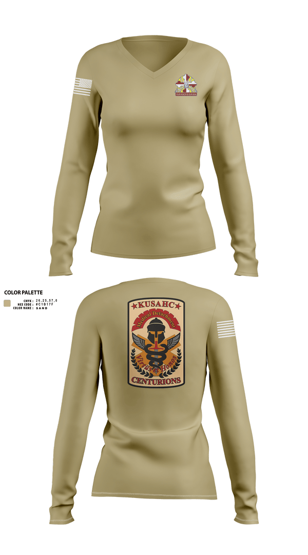 Womens Long Sleeve Vneck Shirt, Kirk U.S. Army Health Clinic, , Teamtime, Team time, sublimation, custom sports apparel, team uniforms, spirit wear, spiritwear, sports uniforms, custom shirts, team store, custom team store, fundraiser sports, apparel fundraiser