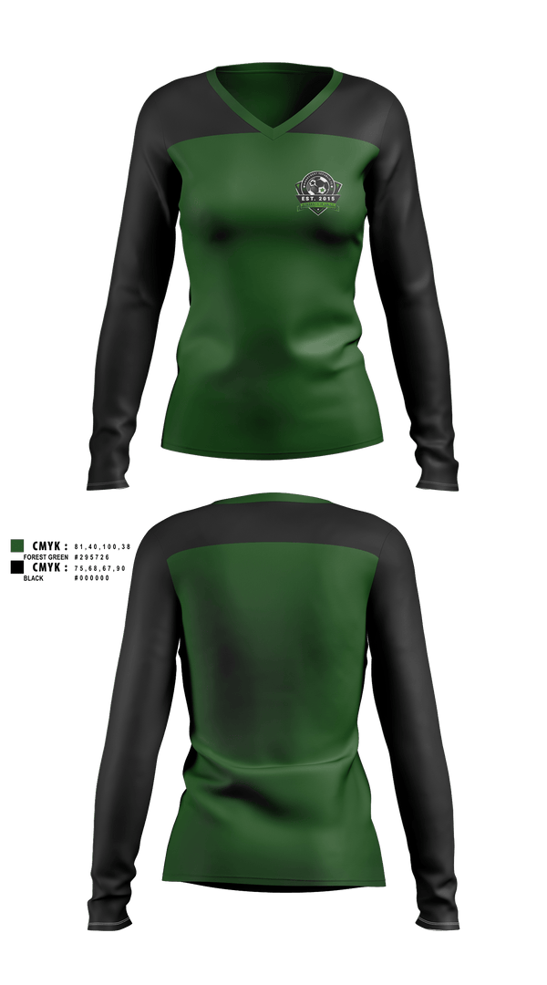 Womens Long Sleeve Vneck Shirt, Ridgecrest Republic FC, Women's Soccer, Teamtime, Team time, sublimation, custom sports apparel, team uniforms, spirit wear, spiritwear, sports uniforms, custom shirts, team store, custom team store, fundraiser sports, apparel fundraiser