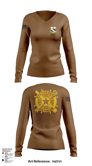 Womens Long Sleeve Vneck Shirt, 2nd BN (LS) 349th RGT, , Teamtime, Team time, sublimation, custom sports apparel, team uniforms, spirit wear, spiritwear, sports uniforms, custom shirts, team store, custom team store, fundraiser sports, apparel fundraiser