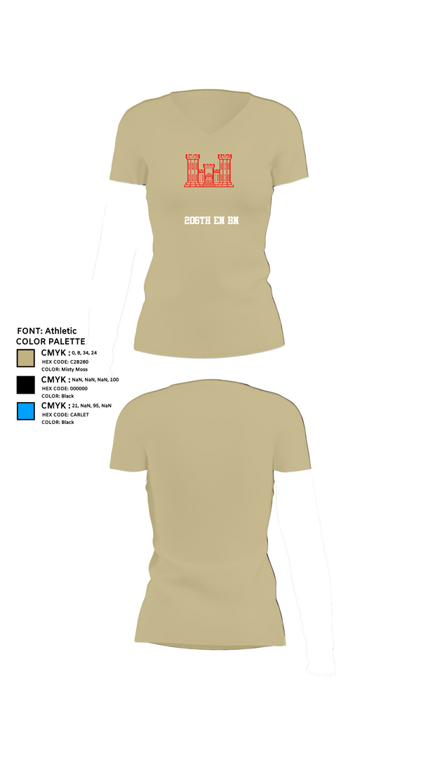Womens Short Sleeve Vneck Shirt, 206th EN BN, , Teamtime, Team time, sublimation, custom sports apparel, team uniforms, spirit wear, spiritwear, sports uniforms, custom shirts, team store, custom team store, fundraiser sports, apparel fundraiser