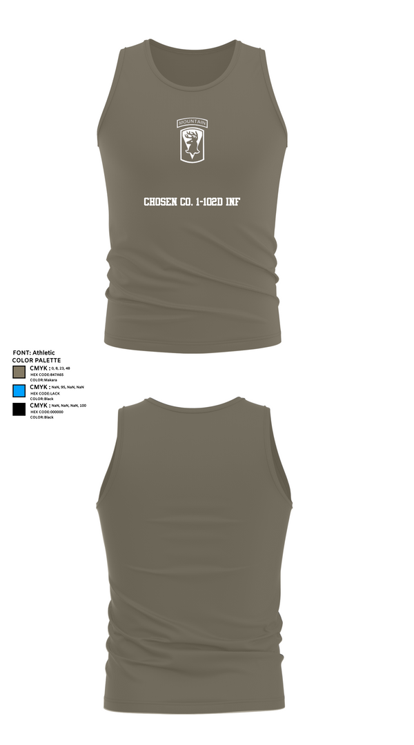 Tank Top, Chosen Co. 1-102D INF, Army, Teamtime, Team time, sublimation, custom sports apparel, team uniforms, spirit wear, spiritwear, sports uniforms, custom shirts, team store, custom team store, fundraiser sports, apparel fundraiser