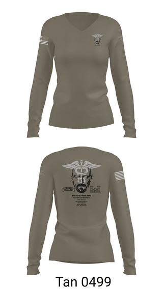 Womens Long Sleeve Vneck Shirt, Heisenberg’s, Army, Teamtime, Team time, sublimation, custom sports apparel, team uniforms, spirit wear, spiritwear, sports uniforms, custom shirts, team store, custom team store, fundraiser sports, apparel fundraiser