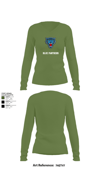 Womens Long Sleeve Vneck Shirt, Blue Panthers, , Teamtime, Team time, sublimation, custom sports apparel, team uniforms, spirit wear, spiritwear, sports uniforms, custom shirts, team store, custom team store, fundraiser sports, apparel fundraiser