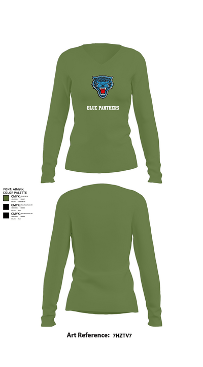 Blue Panthers 97909853 Women's Long Sleeve V-neck Shirt - 42