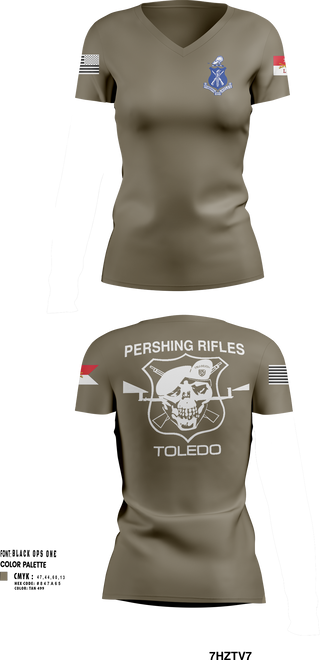Womens Short Sleeve Vneck Shirt, Pershing Rifles Troop L-1, , Teamtime, Team time, sublimation, custom sports apparel, team uniforms, spirit wear, spiritwear, sports uniforms, custom shirts, team store, custom team store, fundraiser sports, apparel fundraiser
