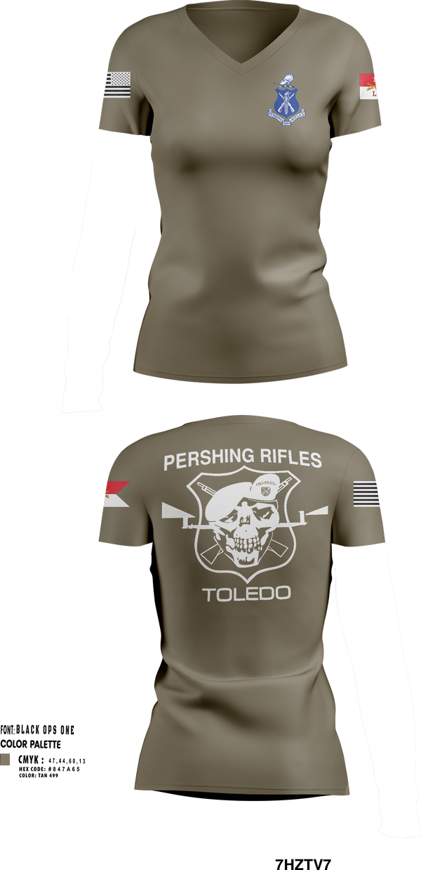 Womens Short Sleeve Vneck Shirt, Pershing Rifles Troop L-1, , Teamtime, Team time, sublimation, custom sports apparel, team uniforms, spirit wear, spiritwear, sports uniforms, custom shirts, team store, custom team store, fundraiser sports, apparel fundraiser