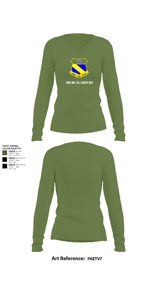 Womens Long Sleeve Vneck Shirt, 2nd BN (LS) 349th RGT, , Teamtime, Team time, sublimation, custom sports apparel, team uniforms, spirit wear, spiritwear, sports uniforms, custom shirts, team store, custom team store, fundraiser sports, apparel fundraiser