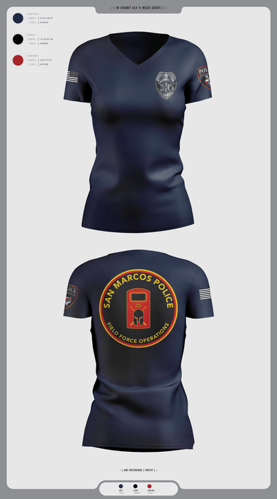 San marcos police - field force 1789471 Women's Short Sleeve V-neck Shirt - 1