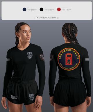 Womens Long Sleeve Vneck Shirt, San marcos police - field force, Police, Teamtime, Team time, sublimation, custom sports apparel, team uniforms, spirit wear, spiritwear, sports uniforms, custom shirts, team store, custom team store, fundraiser sports, apparel fundraiser