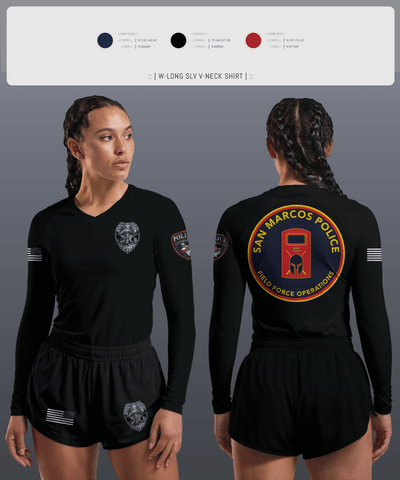 San marcos police - field force 1789471 Women's Long Sleeve V-neck Shirt - 2