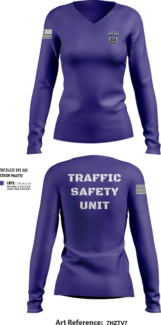 Womens Long Sleeve Vneck Shirt, Traffic Safety Unit, , Teamtime, Team time, sublimation, custom sports apparel, team uniforms, spirit wear, spiritwear, sports uniforms, custom shirts, team store, custom team store, fundraiser sports, apparel fundraiser
