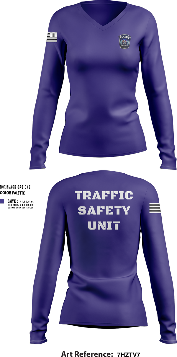 Womens Long Sleeve Vneck Shirt, Traffic Safety Unit, , Teamtime, Team time, sublimation, custom sports apparel, team uniforms, spirit wear, spiritwear, sports uniforms, custom shirts, team store, custom team store, fundraiser sports, apparel fundraiser