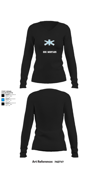 Womens Long Sleeve Vneck Shirt, HHC Mortars, , Teamtime, Team time, sublimation, custom sports apparel, team uniforms, spirit wear, spiritwear, sports uniforms, custom shirts, team store, custom team store, fundraiser sports, apparel fundraiser