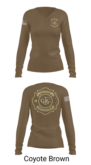 Womens Long Sleeve Vneck Shirt, Casa Grande Fire Department, , Teamtime, Team time, sublimation, custom sports apparel, team uniforms, spirit wear, spiritwear, sports uniforms, custom shirts, team store, custom team store, fundraiser sports, apparel fundraiser