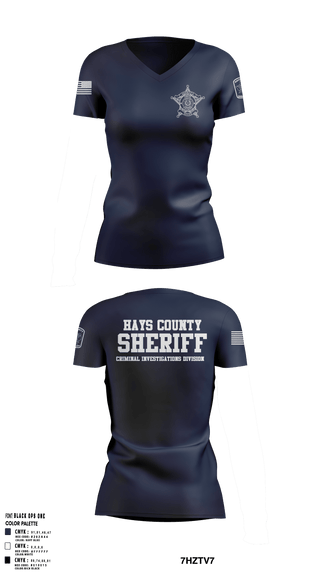 Womens Short Sleeve Vneck Shirt, Hays County Sheriff's Office - CID, , Teamtime, Team time, sublimation, custom sports apparel, team uniforms, spirit wear, spiritwear, sports uniforms, custom shirts, team store, custom team store, fundraiser sports, apparel fundraiser