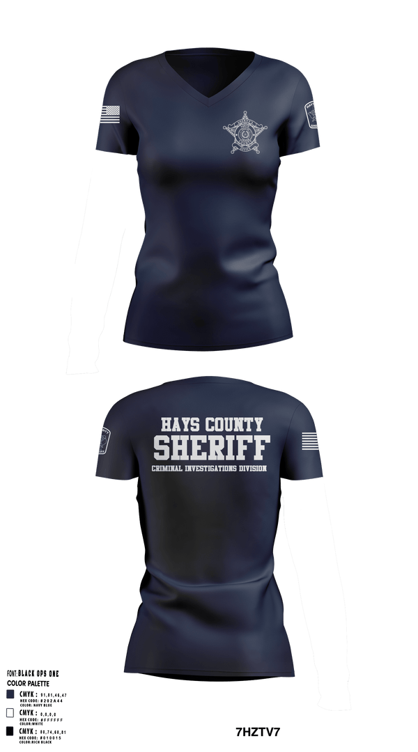Womens Short Sleeve Vneck Shirt, Hays County Sheriff's Office - CID, , Teamtime, Team time, sublimation, custom sports apparel, team uniforms, spirit wear, spiritwear, sports uniforms, custom shirts, team store, custom team store, fundraiser sports, apparel fundraiser