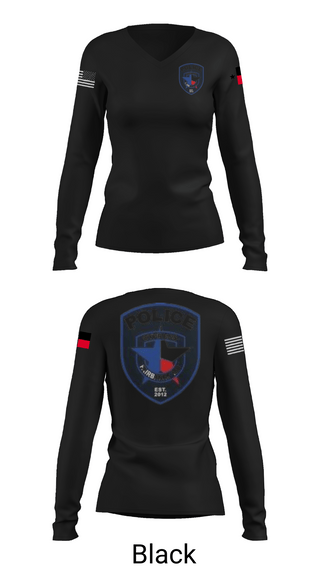 Womens Long Sleeve Vneck Shirt, Cypress- Fairbanks ISD Police Department, Police, Teamtime, Team time, sublimation, custom sports apparel, team uniforms, spirit wear, spiritwear, sports uniforms, custom shirts, team store, custom team store, fundraiser sports, apparel fundraiser