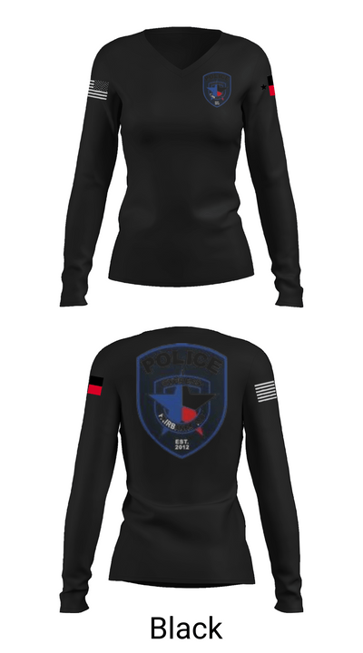 Cypress- Fairbanks ISD Police Department 56419862 Women's Long Sleeve V-neck Shirt - 35