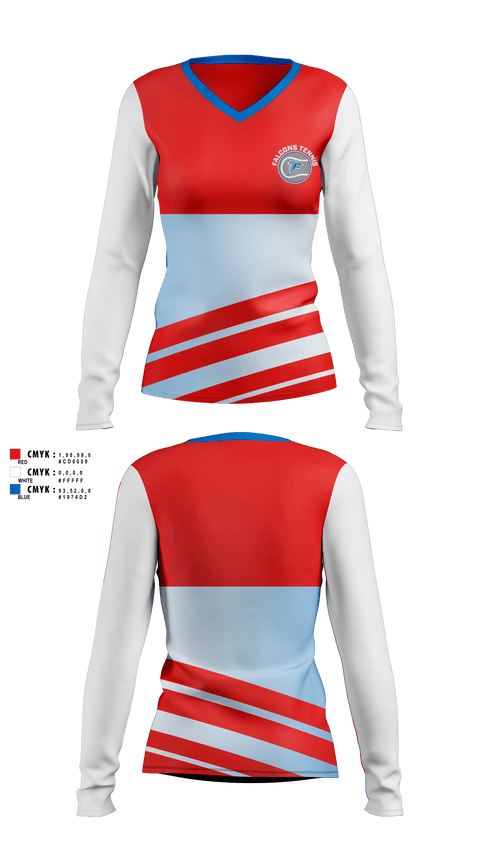 Womens Long Sleeve Vneck Shirt, Atwater High School Tennis, Tennis, Teamtime, Team time, sublimation, custom sports apparel, team uniforms, spirit wear, spiritwear, sports uniforms, custom shirts, team store, custom team store, fundraiser sports, apparel fundraiser