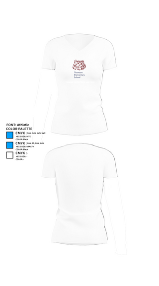Womens Short Sleeve Vneck Shirt, Thomson Tigers Track and Field, Track & Field, Teamtime, Team time, sublimation, custom sports apparel, team uniforms, spirit wear, spiritwear, sports uniforms, custom shirts, team store, custom team store, fundraiser sports, apparel fundraiser