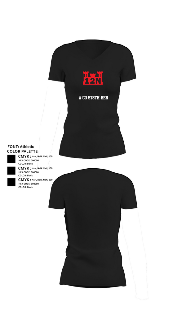 Womens Short Sleeve Vneck Shirt, A co 578th BEB, , Teamtime, Team time, sublimation, custom sports apparel, team uniforms, spirit wear, spiritwear, sports uniforms, custom shirts, team store, custom team store, fundraiser sports, apparel fundraiser