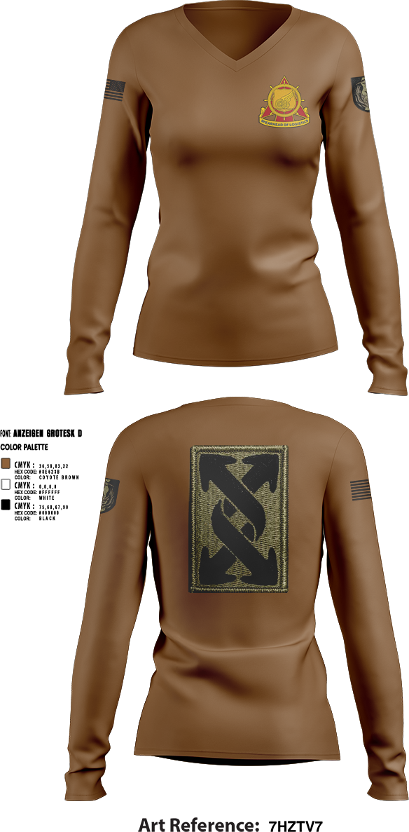 Womens Long Sleeve Vneck Shirt, 441st transportation company, Army, Teamtime, Team time, sublimation, custom sports apparel, team uniforms, spirit wear, spiritwear, sports uniforms, custom shirts, team store, custom team store, fundraiser sports, apparel fundraiser