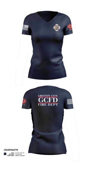 Womens Short Sleeve Vneck Shirt, Groton City Fire Department, , Teamtime, Team time, sublimation, custom sports apparel, team uniforms, spirit wear, spiritwear, sports uniforms, custom shirts, team store, custom team store, fundraiser sports, apparel fundraiser