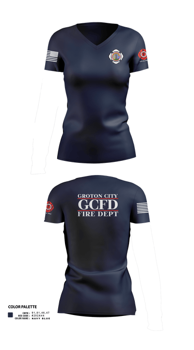 Groton City Fire Department 94427671 Women's Short Sleeve V-neck Shirt - 1