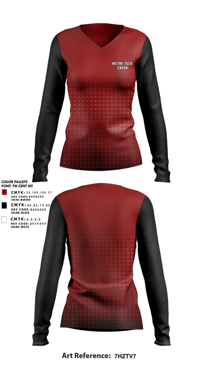 Metro Tech Cheer 28099552 Women's Long Sleeve V-neck Shirt - 1